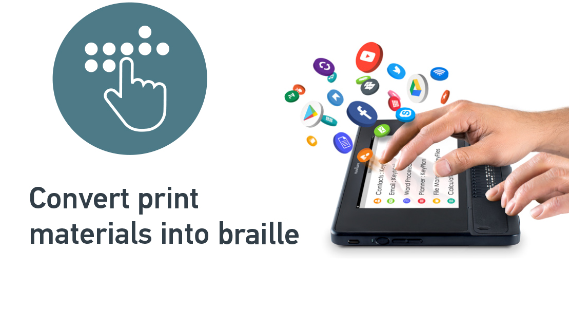 Converting print documents to Braille with an image from a BrailleNote Touch plus device