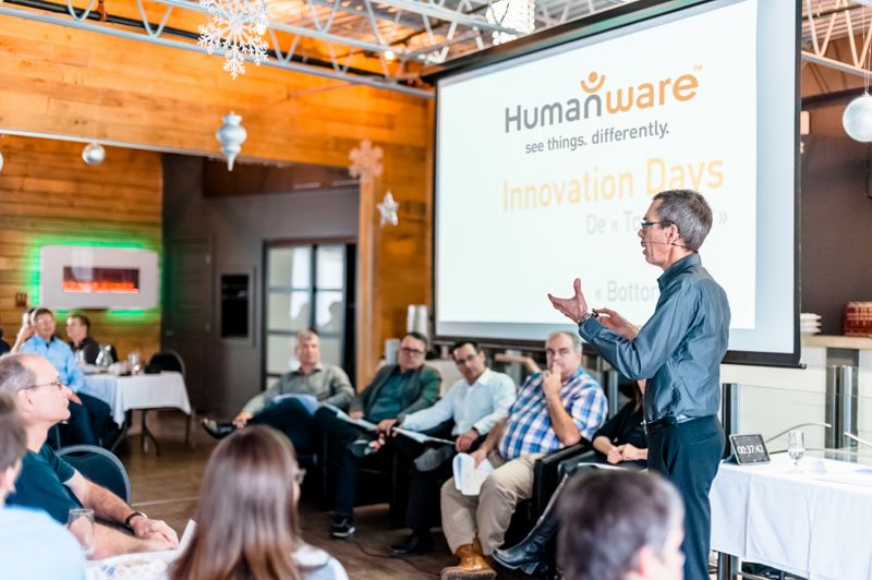 HumanWare staff during a presentation HumanWare’s headquarters in Drummondville
