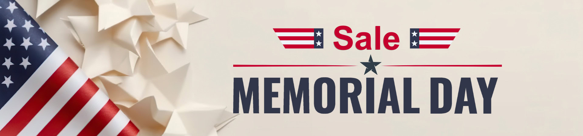 Celebration of Memorial Day with American flag, stars, and a message of remembrance and honor.