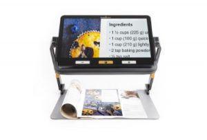 Digital magnifier explore 12 displaying a recipe.