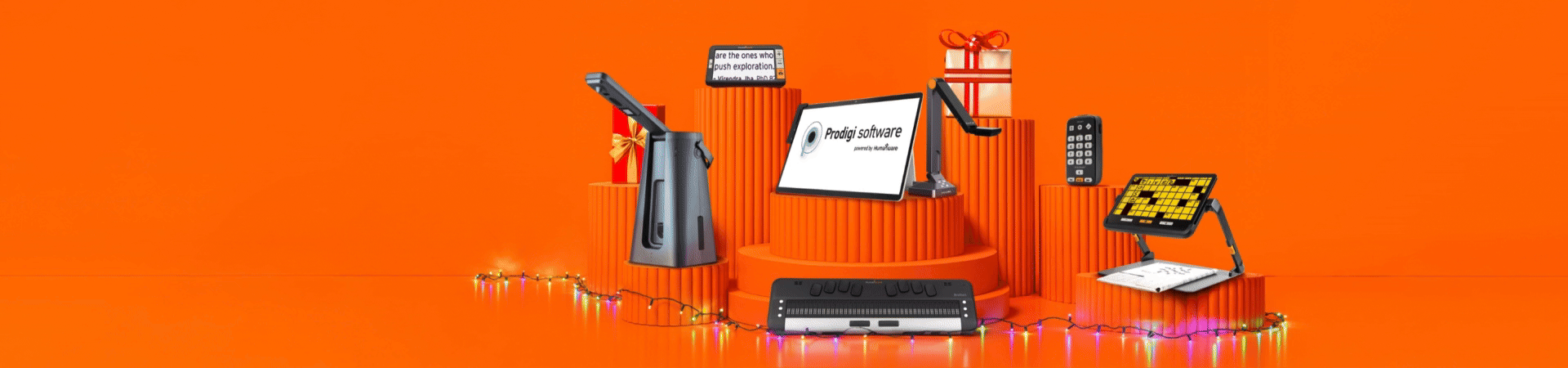 Black Friday banner featuring HumanWare assistive technology products on an orange background with a ‘Promo Thanksgiving’ badge.