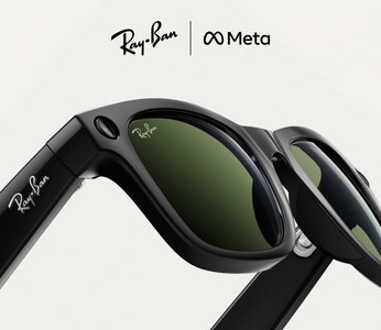 Close-up of black Ray-Ban Meta glasses