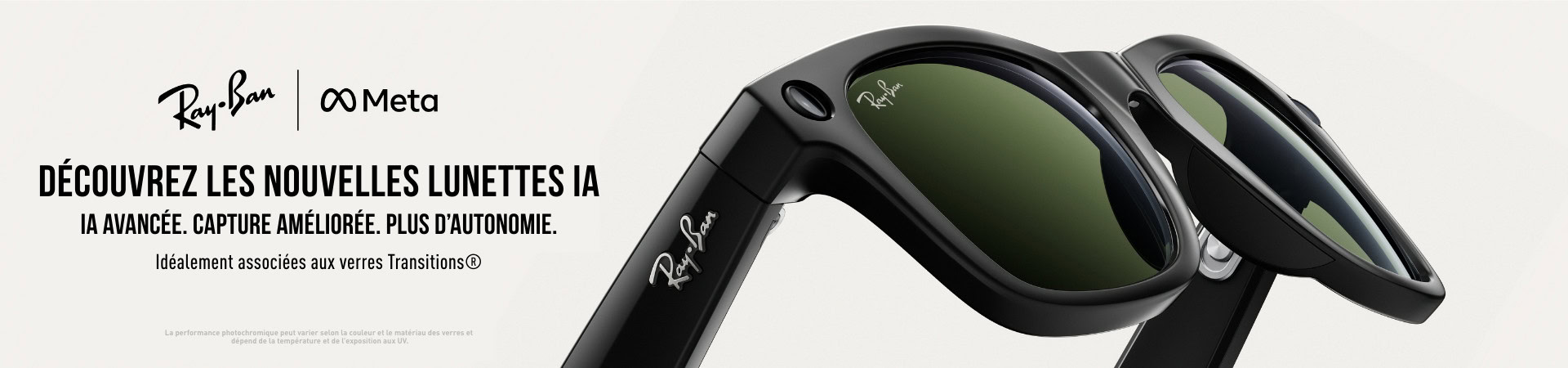 Lunettes intelligentes Ray-Ban Meta noires avec verres verts, mettant en avant la capture améliorée par l’intelligence artificielle et une autonomie accrue.