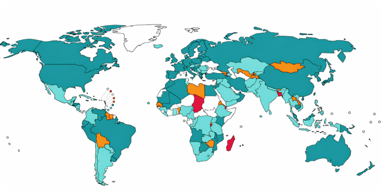 Global map of access to inclusive education for visually impaired children.