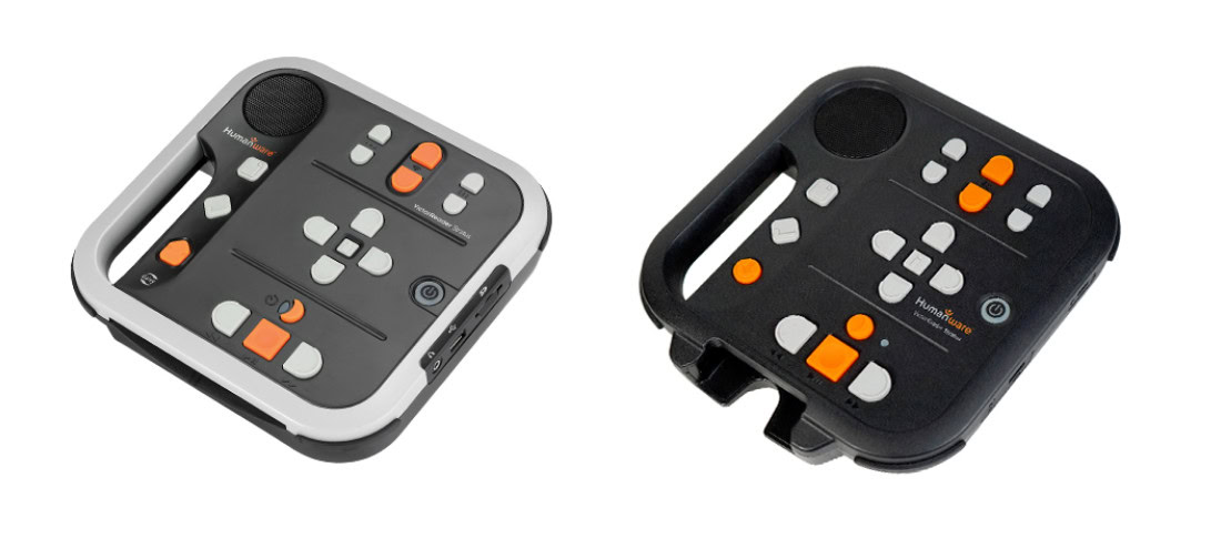 Two versions of the Stratus audio reader shown side by side.