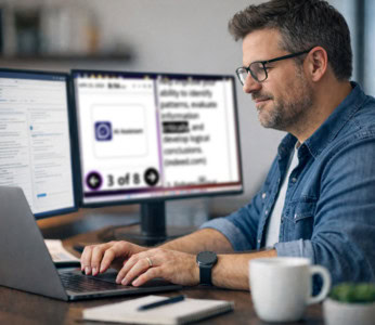 User navigating on a computer with Prodigi for Windows.
