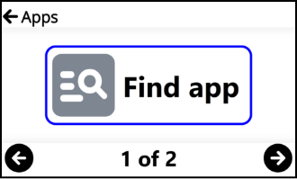Apps screen with item navigation