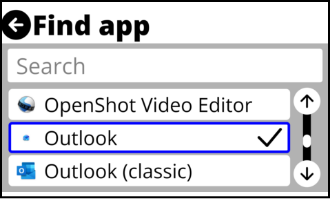 App search showing available results