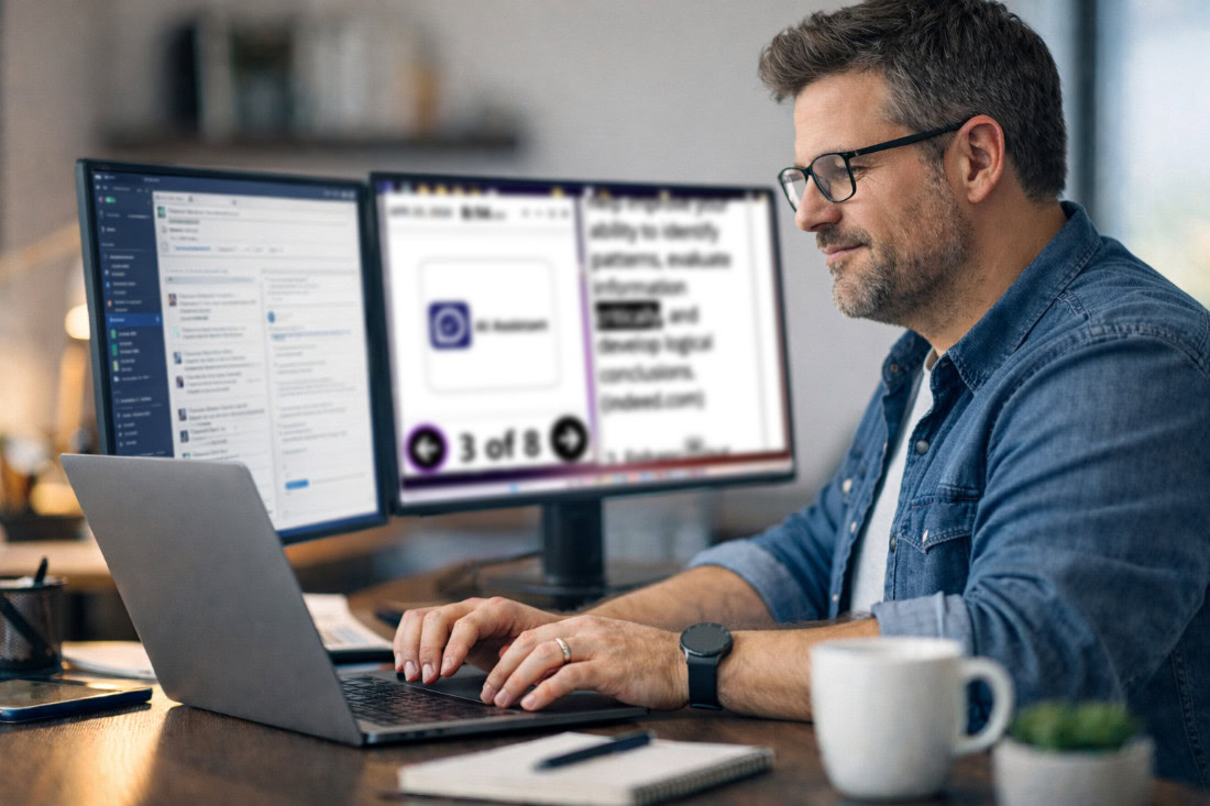 User navigating on a computer with Prodigi for Windows.