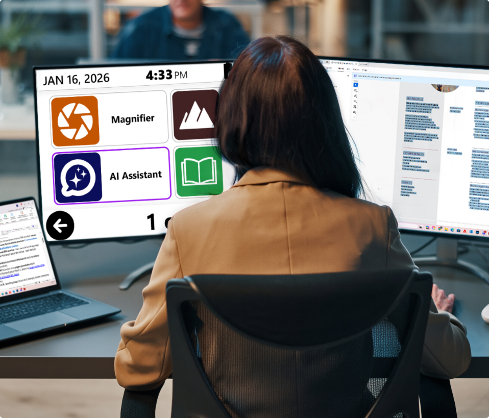 Accessible workstation for people with low vision