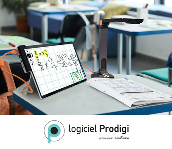 Prodigi pour Windows utilisé en classe pour agrandir et réaliser des exercices de mathématiques