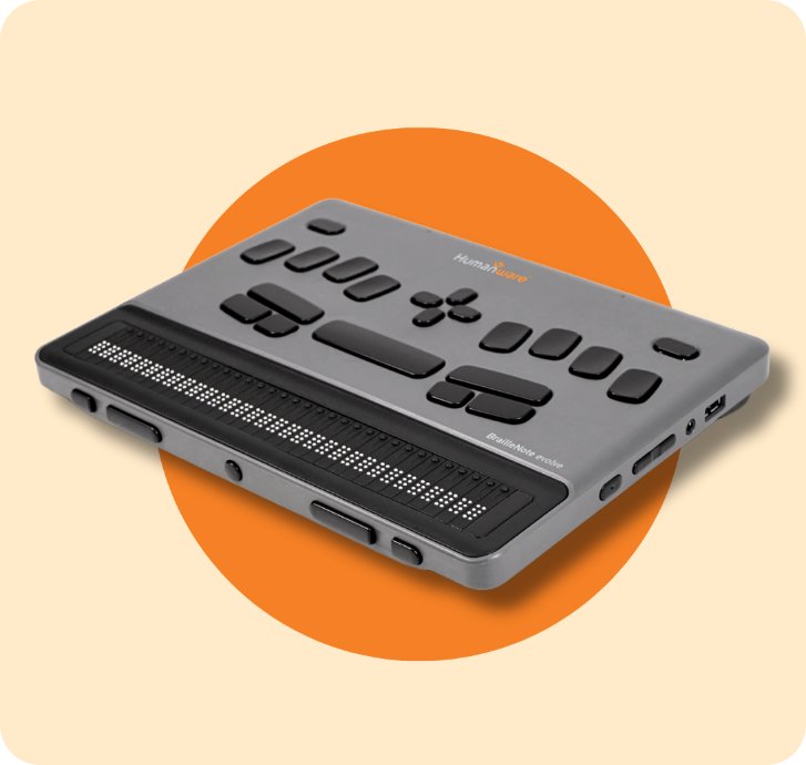 BrailleNote evolve with a Perkins keyboard and braille display.