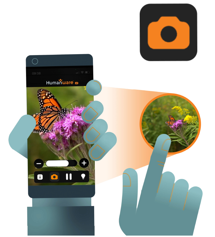 Illustration of zooming in with the magnifier app